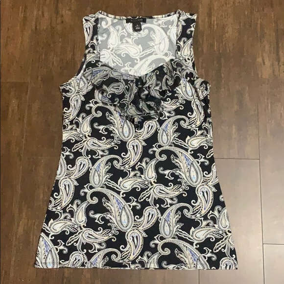 White House Black Market Tops - WHBM Paisley Ruffle Neck Tank